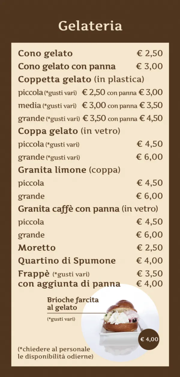 Listino online : Menu MENU BAR COMMERCIO 2024 BAR COMMERCIO SAS di Quarato Vittorio & F.lli Noci