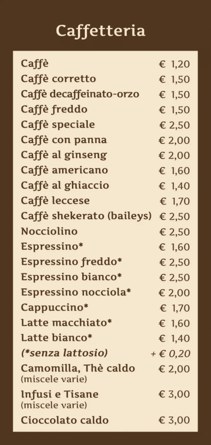 Listino online : Menu MENU BAR COMMERCIO 2025 BAR COMMERCIO SAS di Quarato Vittorio & F.lli Noci