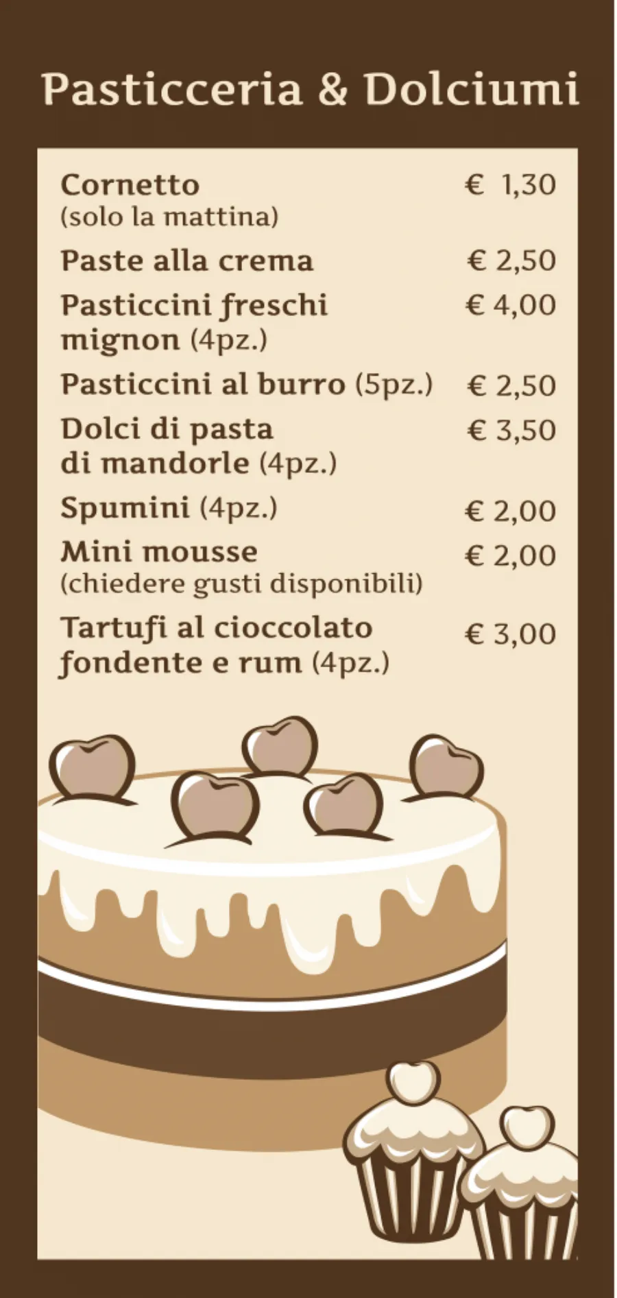 Listino online : Menu MENU BAR COMMERCIO 2025 BAR COMMERCIO SAS di Quarato Vittorio & F.lli Noci