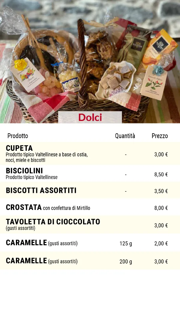 Listino online : Listino La Frutteria De Petri Forcola (SO) Località Pasqualina, 8