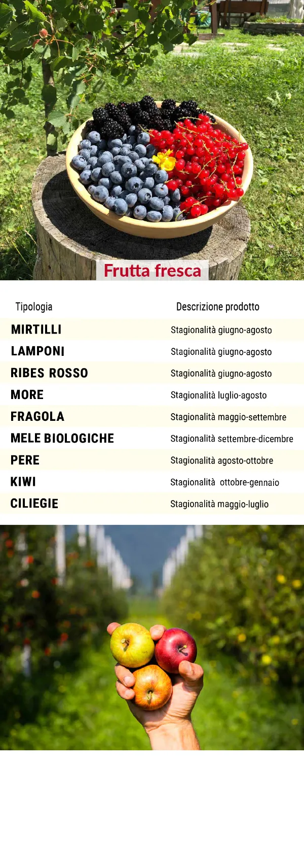 Listino online : Listino La Frutteria De Petri Forcola (SO) Località Pasqualina, 8
