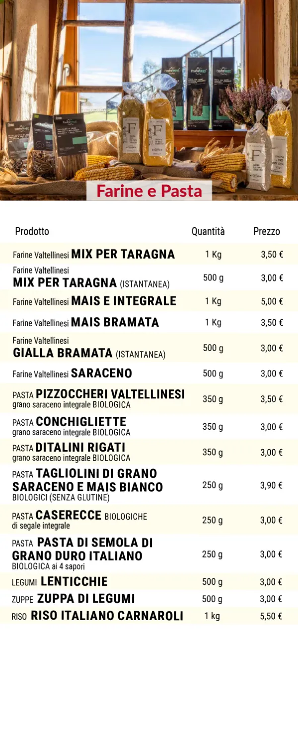 Listino online : Listino La Frutteria De Petri Forcola (SO) Località Pasqualina, 8