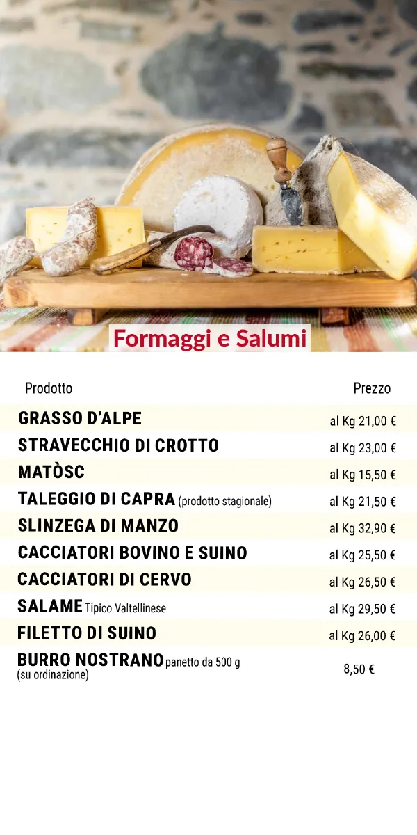 Listino online : Listino La Frutteria De Petri Forcola (SO) Località Pasqualina, 8