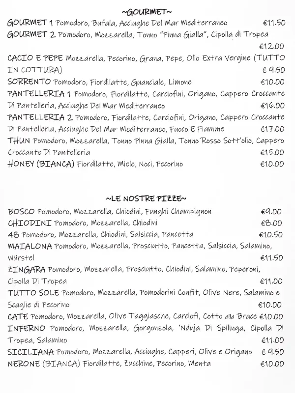 Listino online : Menu P90 Pizzeria Da Pasqualino Roncade