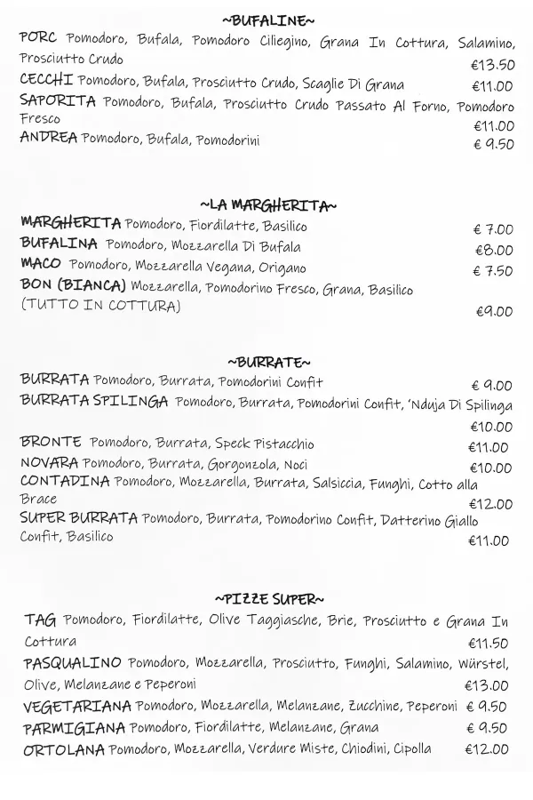 Listino online : Menu P90 Pizzeria Da Pasqualino Roncade