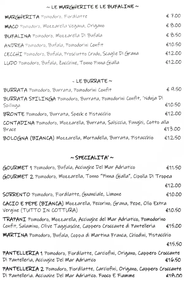Listino online : Menu P90 Pizzeria Da Pasqualino Roncade