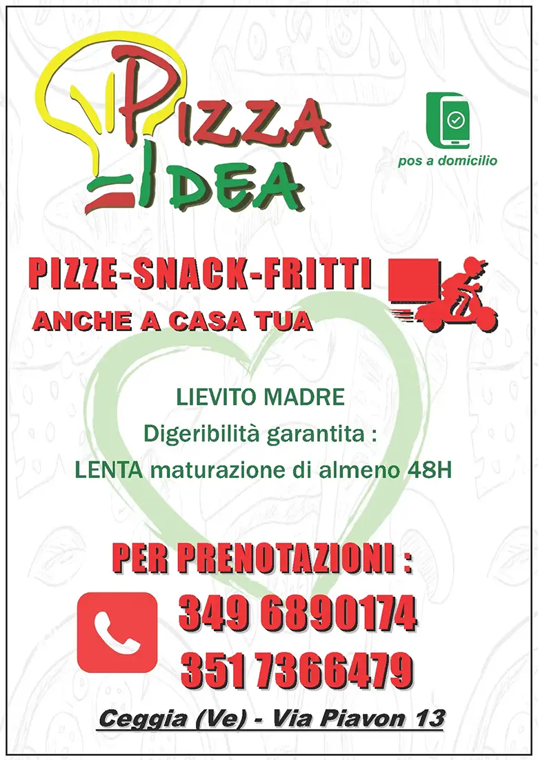 Listino online : Menu Pizze, snack, fritti Pizzaidea Ceggia