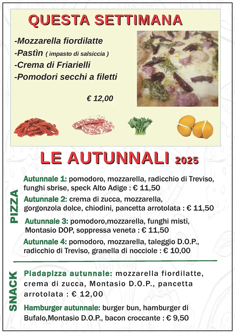 Listino online : Menu Pizze, snack, fritti Pizzaidea Ceggia