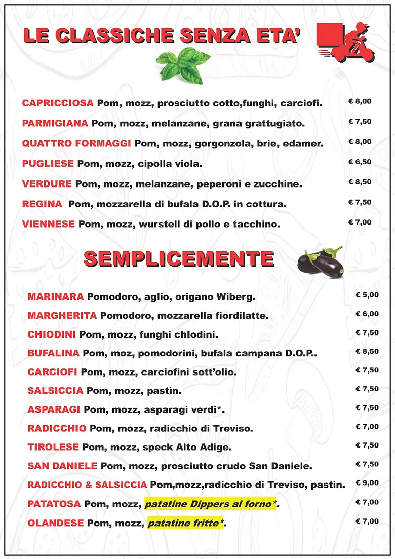 Listino online : Menu Pizze, snack, fritti Pizzaidea Ceggia